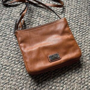Nine West Brown Leather Triple-Compartment Crossbody